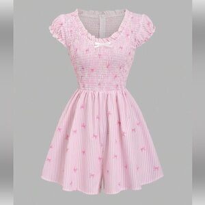 Gingham bow romper large